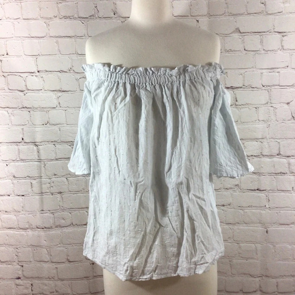 Anthropologie White Off Shoulder Removable Strap Cotton Top -Size Medium - Picture 6 of 12